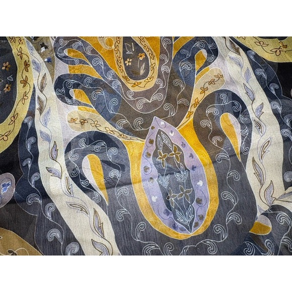 Jim Thompson Silk Floral Scarf Wrap Rectangle Delicate Sheer Flower Design - Picture 5 of 7